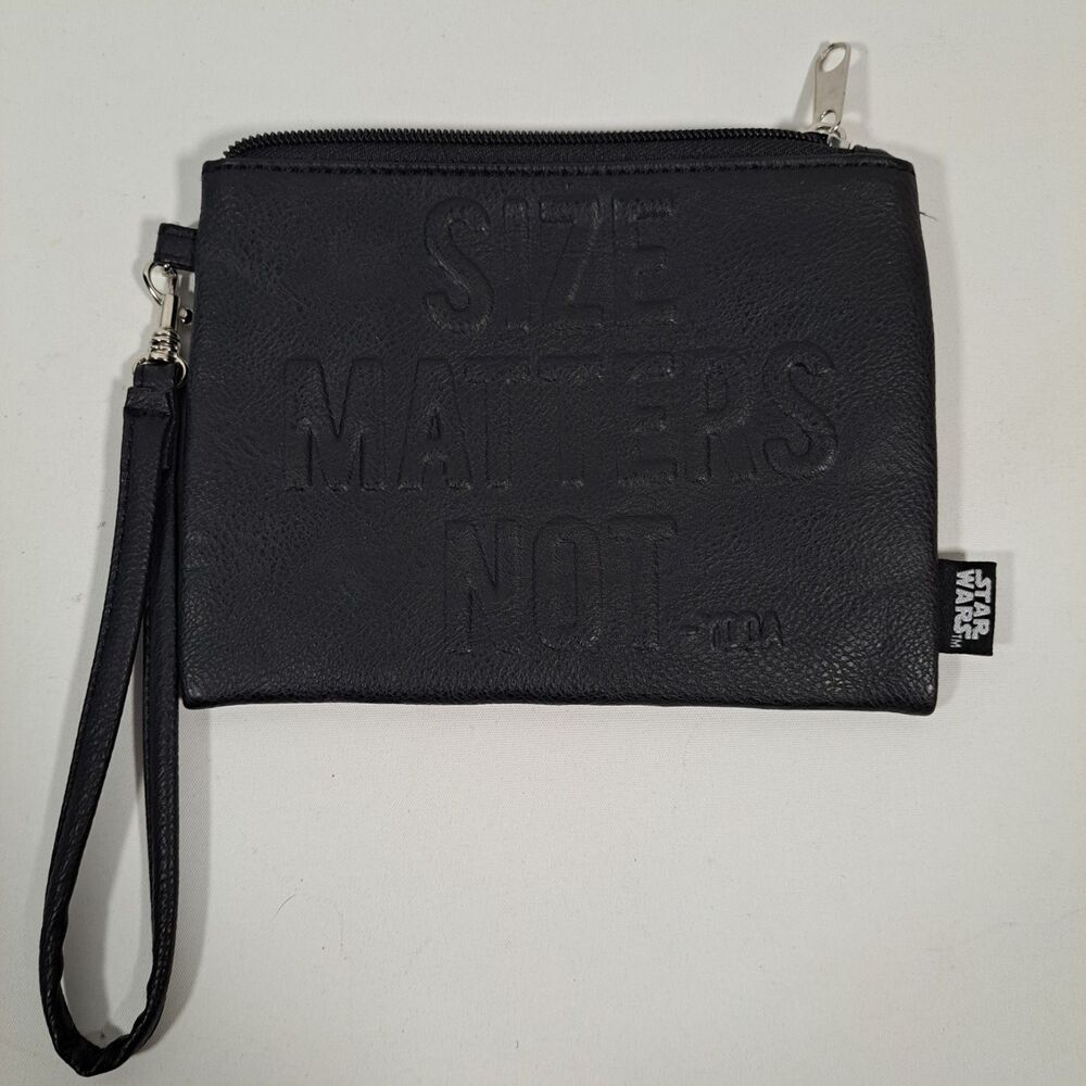 Torrid Zippered Makeup Black Bag 7" Size Matters Not Yoda Star Wars Wristlet